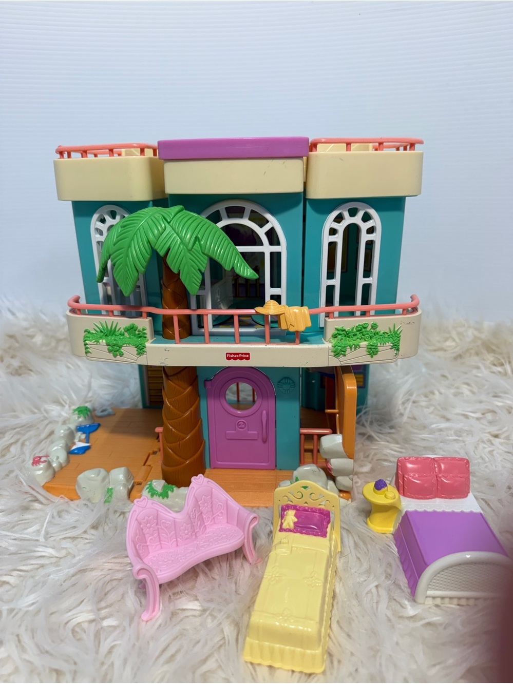 Vtg. 🦄Fisher-Price / Sweet Streets / {Beach Vacation House} '2000 Toy Playset!